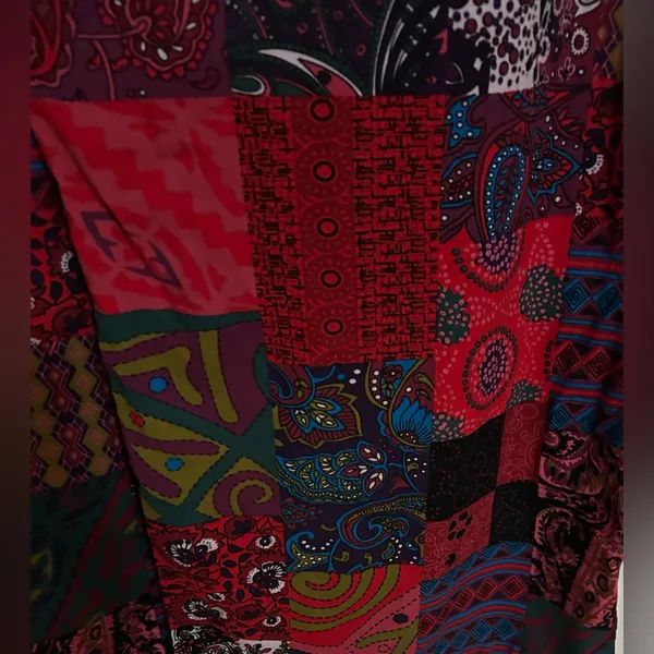 Colorful Patchwork Maxi Skirt Red Size L - Image 3