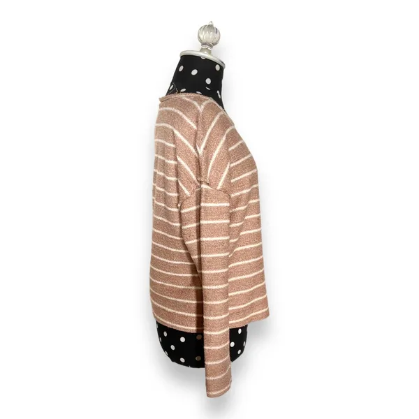 Anthropologie Womens Sweatshirt‎ Size XS Devin Textured Striped Tan Cream - Image 6