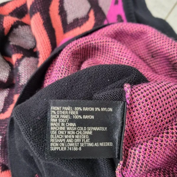 Worthington Womens Top Size L Pink Black Geometric Knit Short Sleeve‎ - Image 4