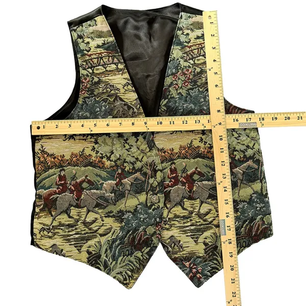Vintage equine Vest tapestry Woven Country-side English cottagecore horse small - Image 3