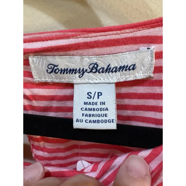 Tommy Bahama Cassia Red Pink Striped‎ Sleeveless Keyhole Back Shift Dress - Image 5