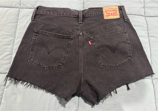 Black Distressed Levi’s 501 Shorts - Image 2