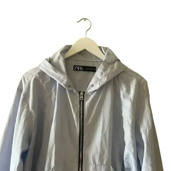Zara Hooded Wind Proof Jacket Light Blue SZ M # 1646 - Image 4
