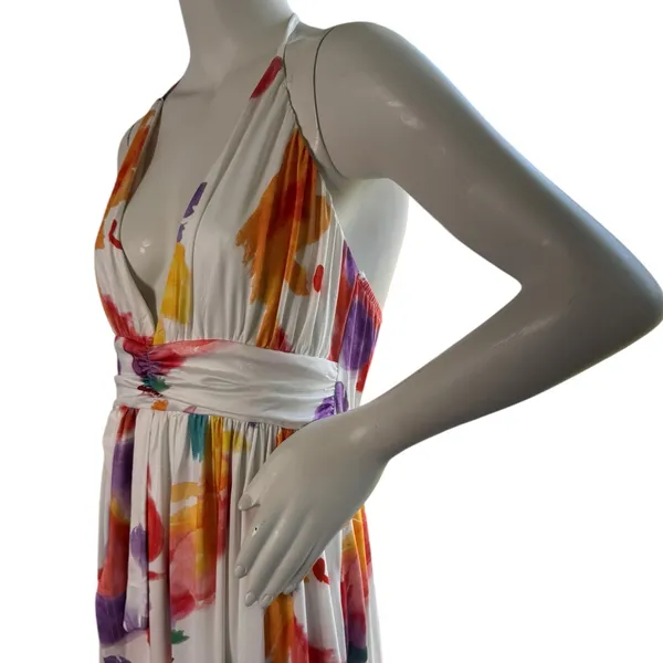 LORAGAL Floral Deep V Neck Floral Ruched Cinch Waist Maxi Dresses-Large NWT - Image 10