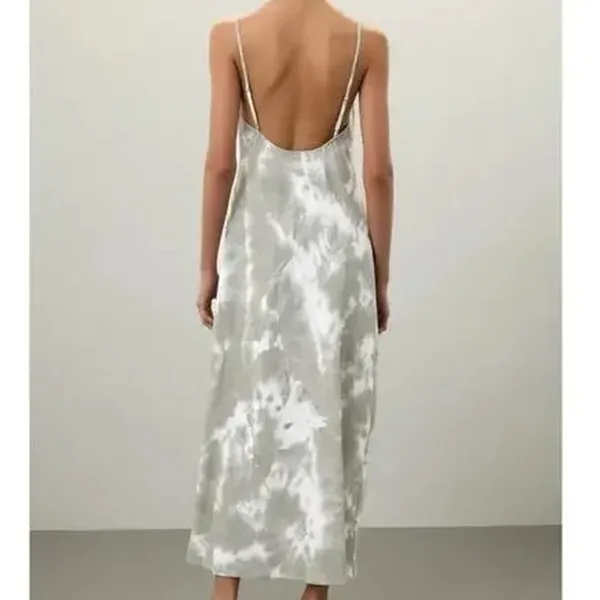 Thakoon Sleeveless Tie Dye Maxi Slip Dress Open Back Scoop Neck 0 Sage Green - Image 5