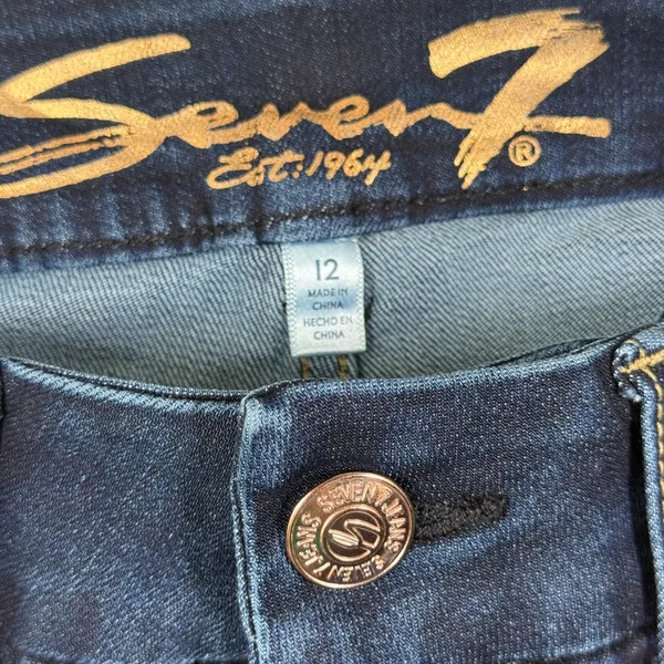 Seven7 Tummyless‎ High Rise Skinny Jeans Womens 12 Dark Wash Stretch Blue Denim - Image 3