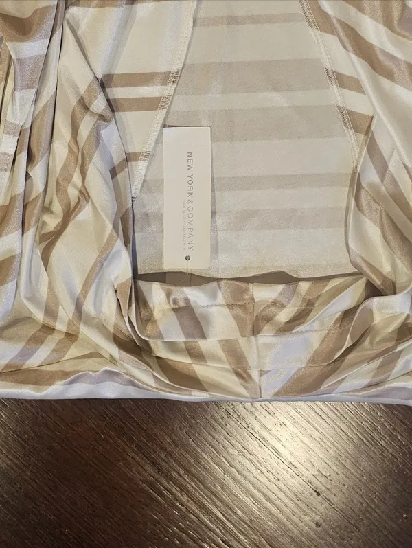 New York & Company Beige and White Striped Cowl Neck Tank - Image 7