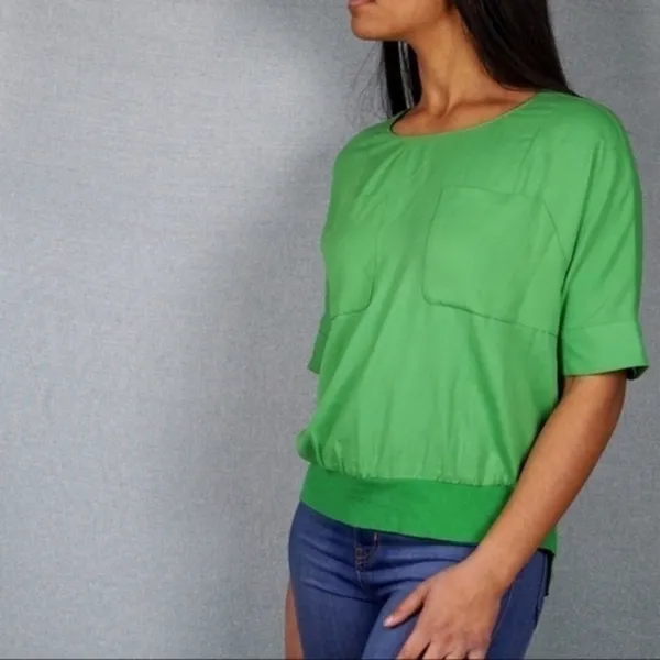 Ann Taylor‎ Chiffon Pocket Cuffed Sleeves Blouse - Image 4