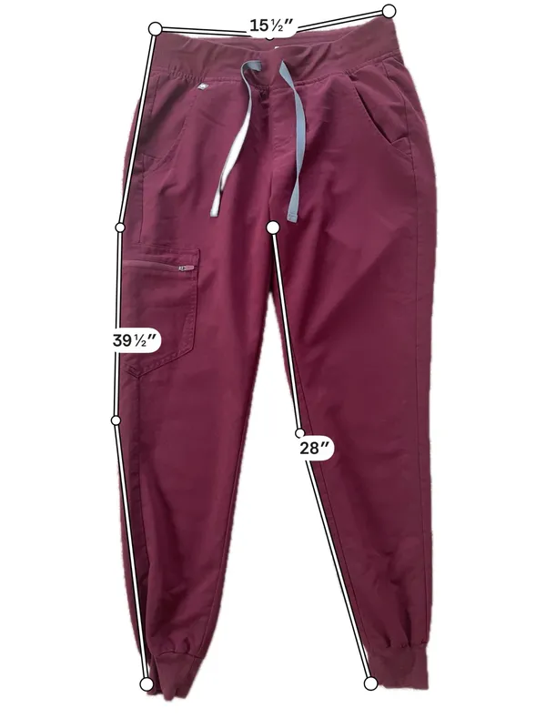 FIGS Technical Collection Zamora Jogger Scrub Pants Burgundy Size XS - Image 3