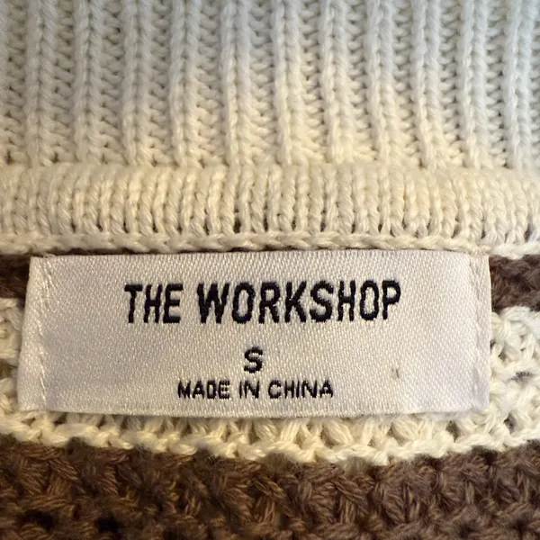 The Workshop Crocheted Midi Dress S Brown Striped Collared Retro Cotton Knit‎ - Image 8