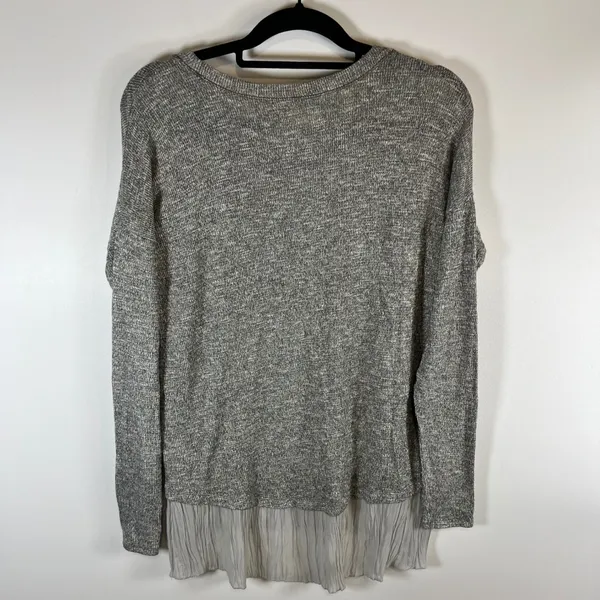 Abercrombie‎ & Fitch Womens Medium Silver Metallic Knit Pleated Hem Top NWT - Image 6