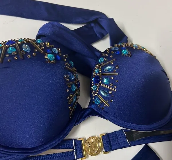 Victoria Secret Swim Bikini Set 32B Embellished Bombshell Push Up Adds RARE - Image 6