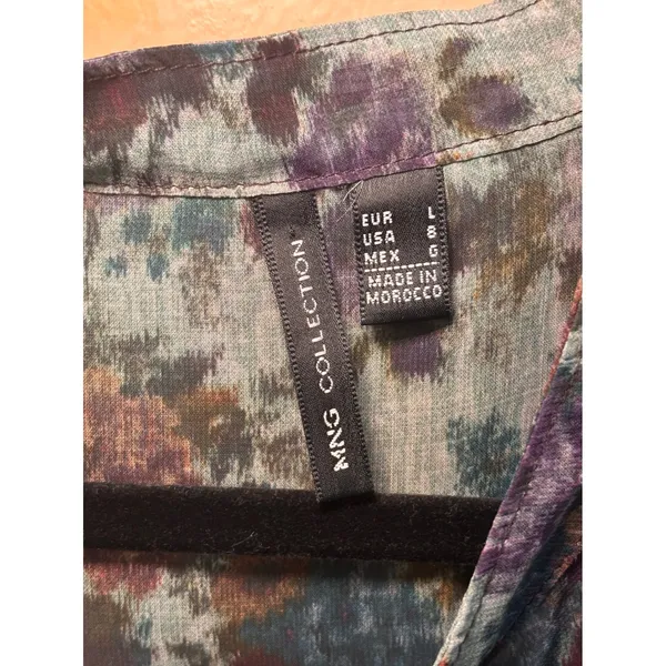 MNG Collection Womens Blouse 8 Multicolor Sheer Floral Button‎ Up Dark Academia - Image 5