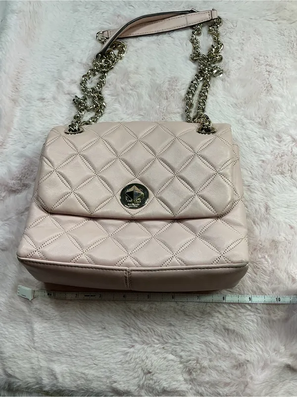 kate spade Quilted Shoulder Bag in Blush Pink with Gold Chain - Image 9