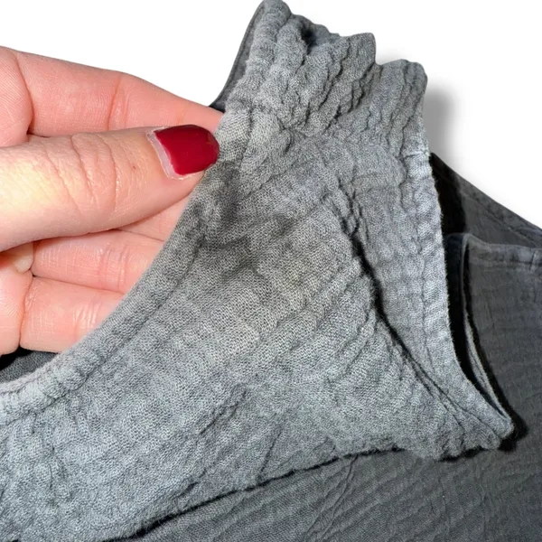 Faherty Women's Gray Gauze V-Neck Sleeveless Tunic Top Size S Organic‎ Cotton - Image 6