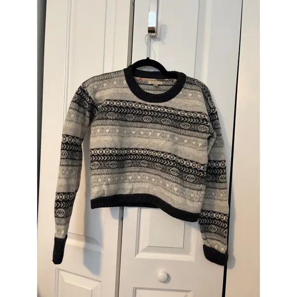 Burberry Brit Wool‎ Cashmere Fair Isle Sweater Grey Black XL Pullover - Image 2