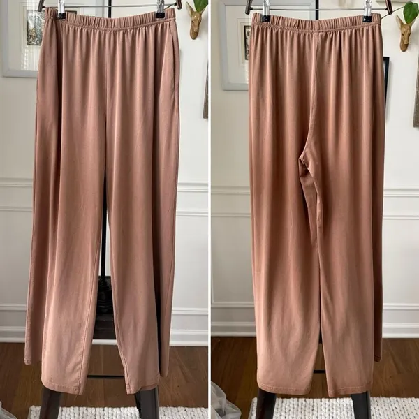 OGL Move Wide Straight Leg Elastic Waist Pants Caramel Brown M - Image 2