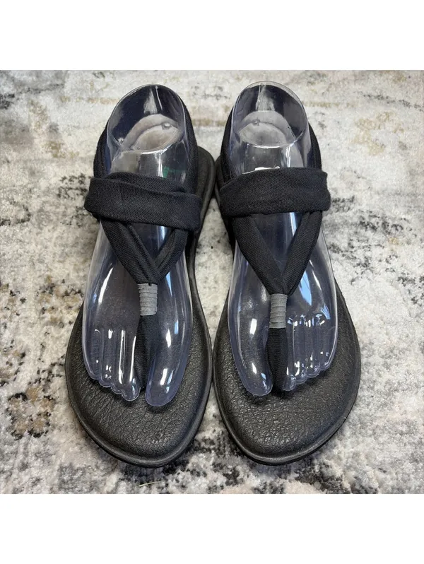 Sanuk Sandals Womens 8 Yoga Sling 2 Slingback Flip Flops SWS10001 Black Fabric - Image 2