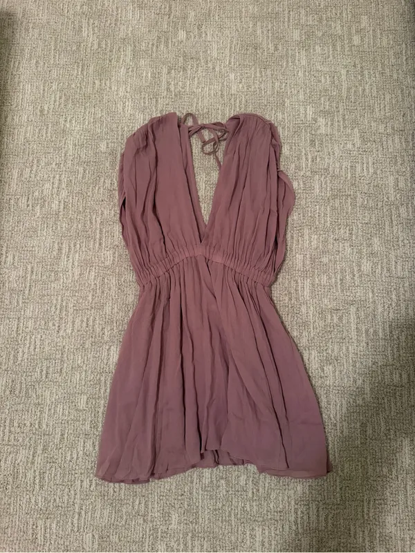 REVOLVE Anna Nata Blush Pink Plunge V-Neck Mini Dress - Image 3