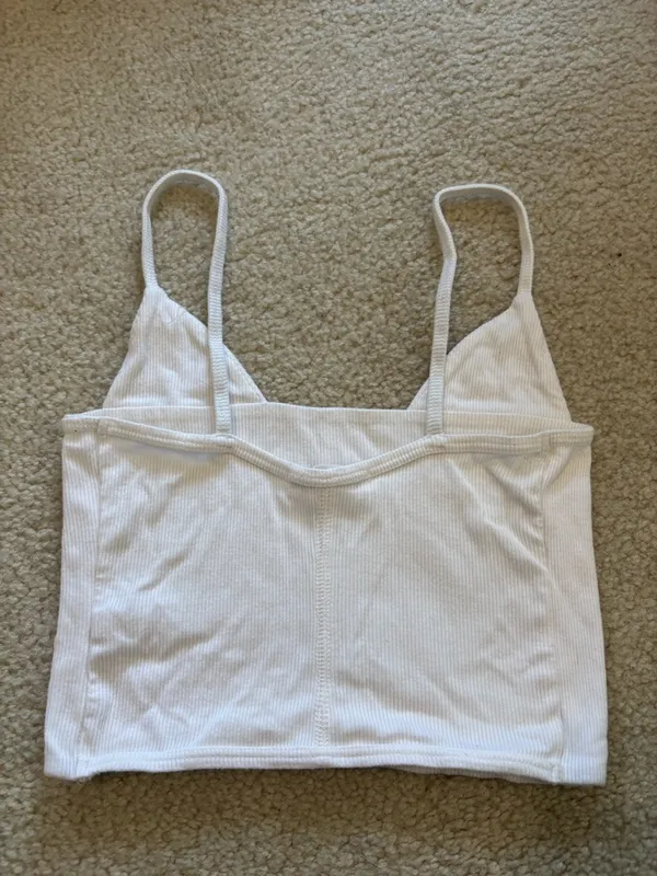 Joah Brown White Ribbed Cropped Camisole - Image 3