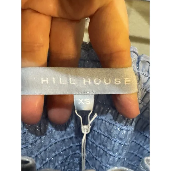 Hill House The Athena Nap Dress in Light Blue Glitter Check Size XS - Image 7