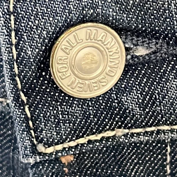 7 for all of Mankind Distressed and Frayed Boycut Button Fly Jeans- Size 27 - Image 11