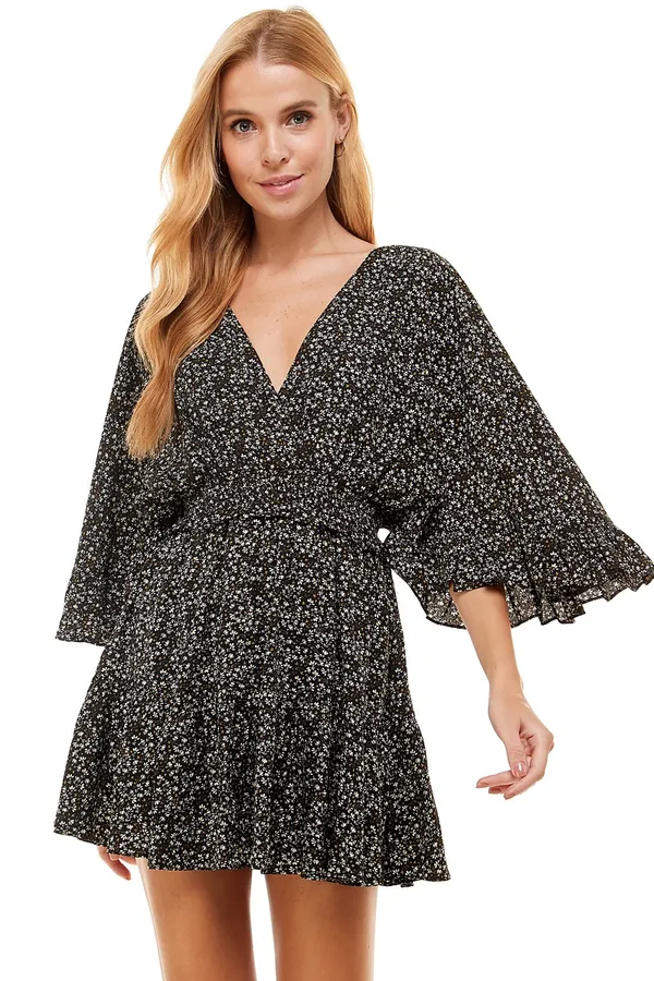 The Clothing Exchange Company | NWOT | Floral Print Chiffon Skort Dress | S | Black | CP9448 - Image 2
