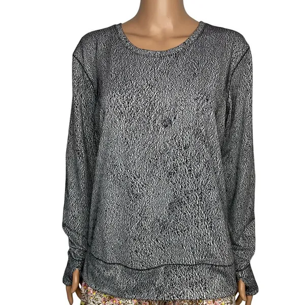 Lululemon Rush Hour Long Sleeve shirt 12 Running Luon Spray Jacquard White Black - Image 3