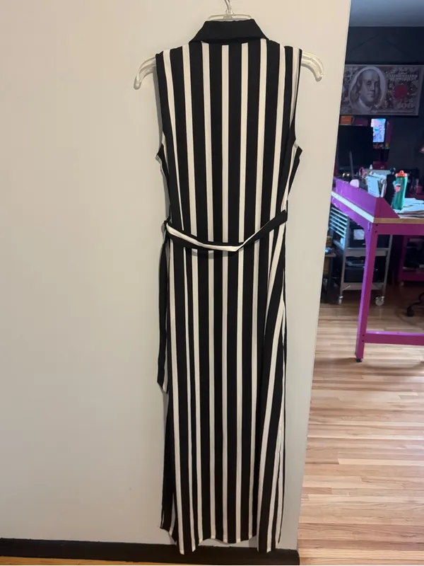 Killstar Black and White Vertical Stripe Maxi Dress - Image 12