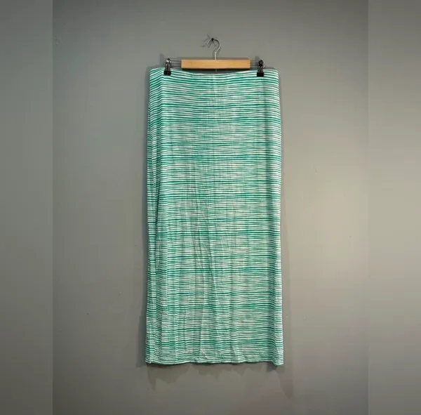 SALE! Green LOFT Outlet Striped Maxi Skirt Size L EUC - Image 3