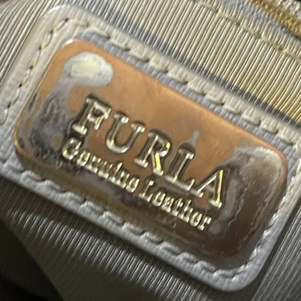 Furla Taupe Texture Leather Tote Shoulder Handbag Minimalist Quiet Luxury Chic - Image 5