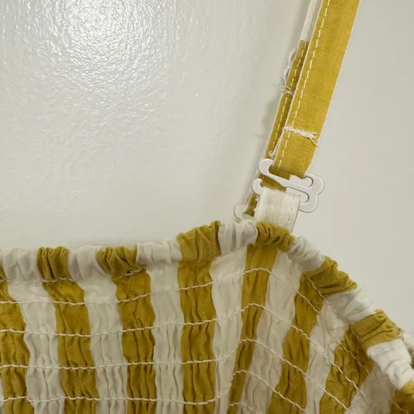 A New Day‎ | Woman's Yellow White Striped Smocked Sundress Midi Dress, Size S - Image 8