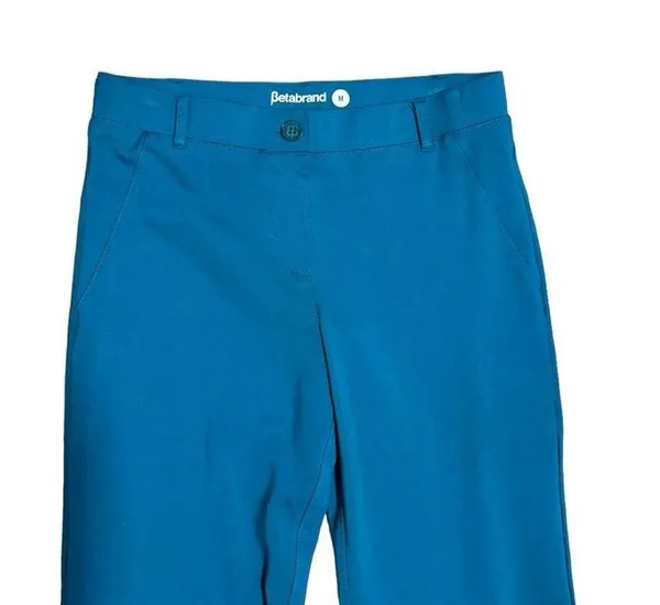Betabrand Women's Pull On Yoga Dress Pants Blue Straight Leg Size Medium - Image 2