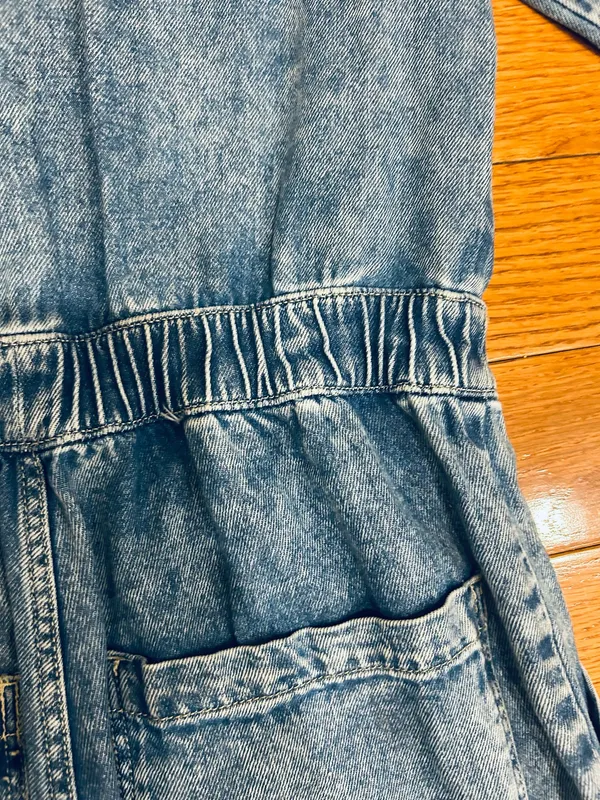 H&M Retro 80s Vibe Acid Wash Long Sleeve EDGE Denim Boiler Jumpsuit/Coveralls 4 - Image 19