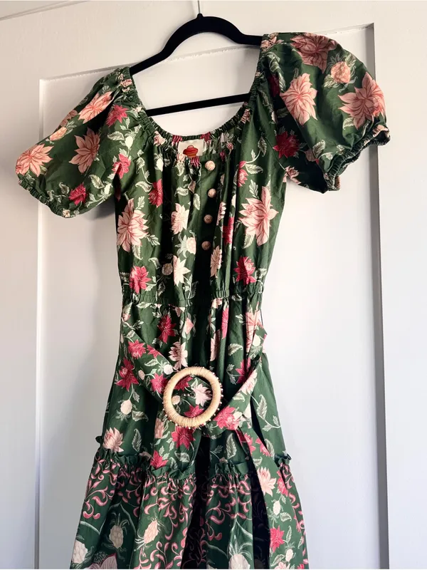FARM Rio Green Pineapple Garden Organic Cotton Maxi Dress Size M - Image 8
