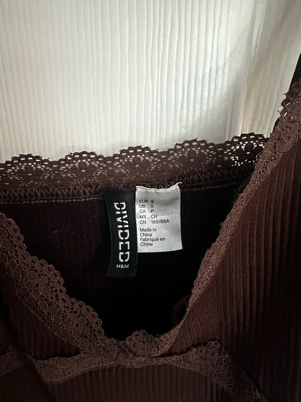 H&M Lace Trim Tank Top Brown - Image 2