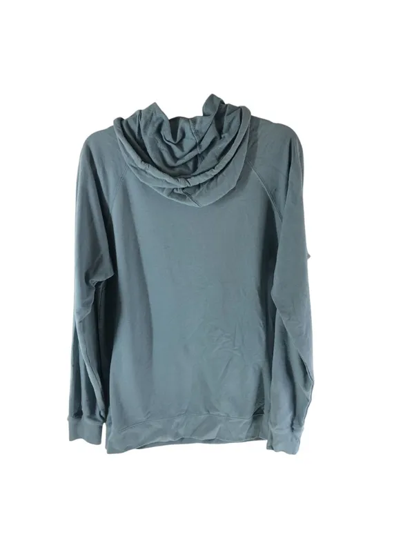Reebok Womens Hoodie French Terry Pullover Pockets Logo Graphic Print Blue L - Image 2