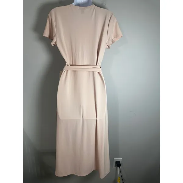 Halogen Womens‎ Blush Pink Wrap Midi Dress Short Sleeve Tie Waist Small - Image 5