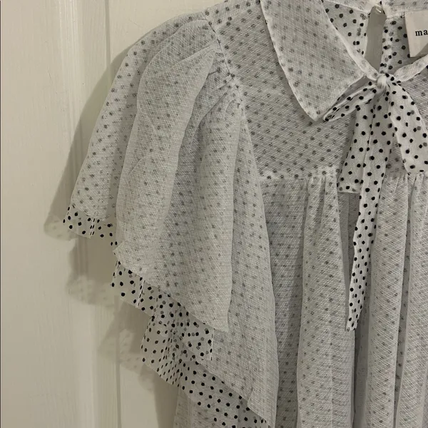 Anthropologie Maeve Short Sleeve Bow Collared Sheer Swing Blouse NWT Size XS - Image 7