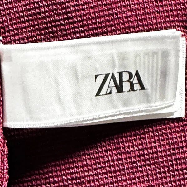 Zara Burgundy Cropped Cardigan Jacket Size S Collared Button Front - Image 9