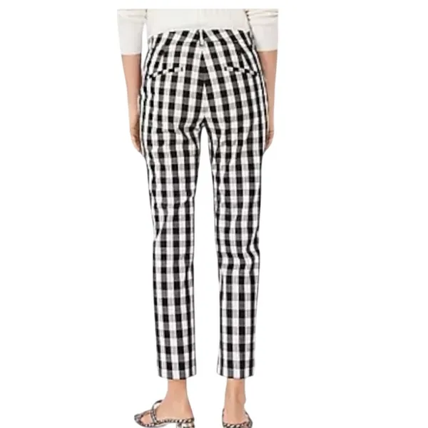 Ann Taylor Women's Curvy Gingham Cropped Pants Black White Check Size 16 Preppy - Image 2