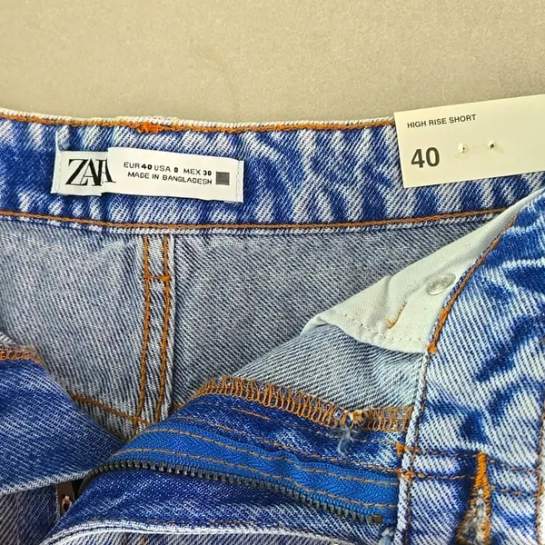 ZARA NWT! High Rise Light Blue Shorts - Image 3