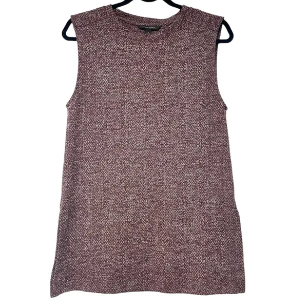 Banana Republic Long Maroon & White Sleeveless Top w/Side Bottom Slits Sz S - Image 2