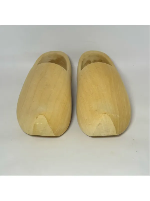 Dutch Holland Handmade Traditional Plain Solid Wood Wooden Clog Shoes Size 39 - Image 9
