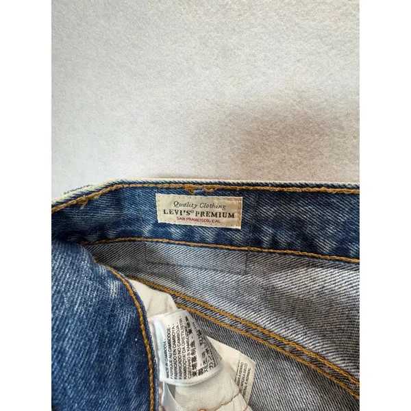 Levis Premium 501 Original Cropped Jeans W27 L28 Distressed Medium Wash Blue - Image 8