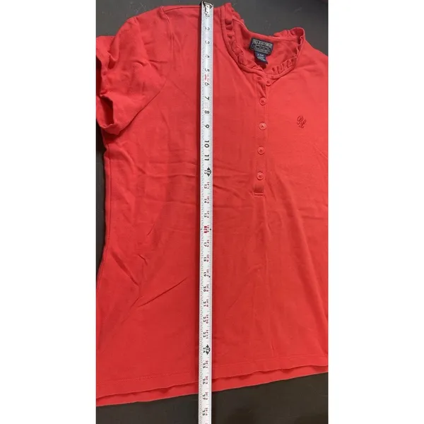Polo Jeans Co Ralph Lauren XL Coral Ruffle Polo Shirt Cotton Short Sleeve - Image 9