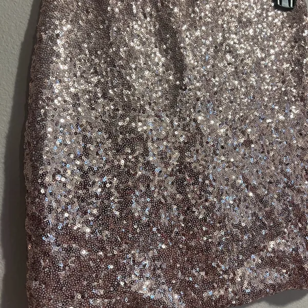 Sparkle Sequin Mini Skirt in Dusty Rose Pink - Image 2