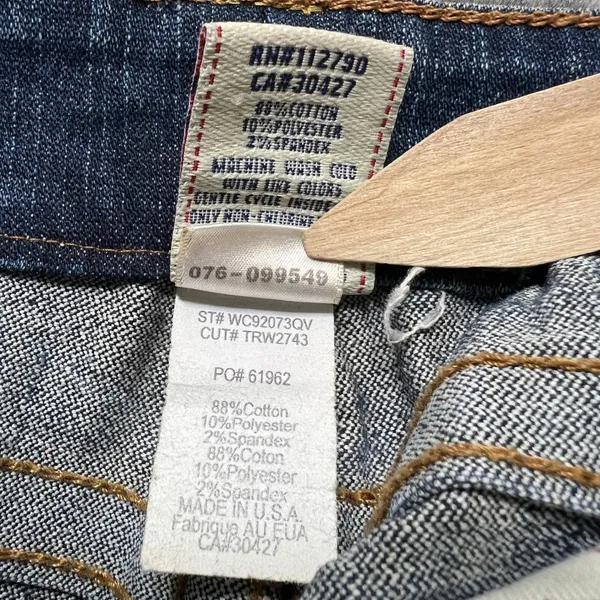 True Religion Bootcut Jeans Dark Wash Distressed Denim USA Made Size 29 Altered‎ - Image 10