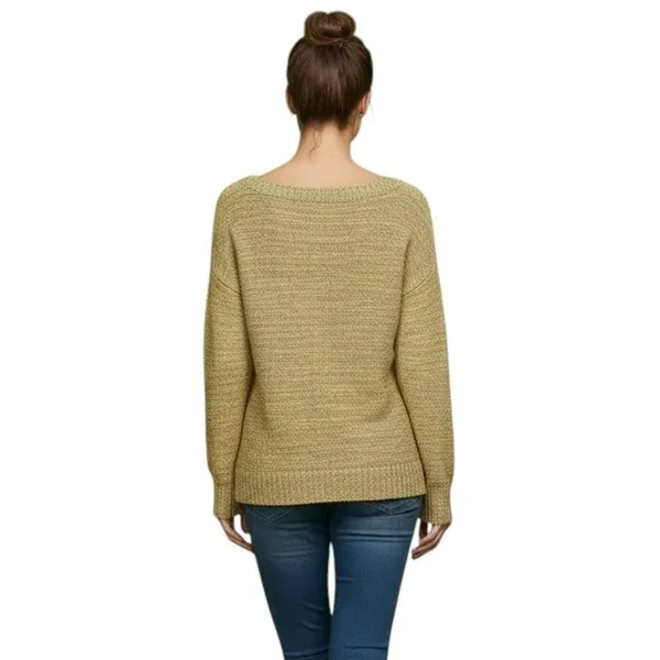 Free People Yellow Gray Wool Blend Knit Pullover Sweater, M - Image 4