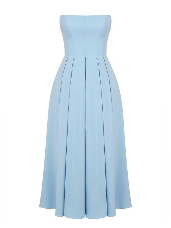 HOUSE OF CB 'Audrey' Tuscan Blue Strapless Midi Sundress - Image 3